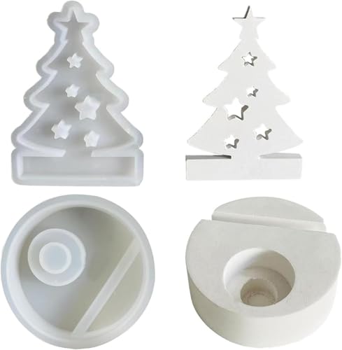 Silikonform Weihnachten Baum | Silikonformen Gießformen Kerzenhalter | Weihnachtsbaum Teelichthalter Kerzenformen Mit Runde Sockel | Gipsform Zum Gießen Für Weihnachtsdeko von Giwuence