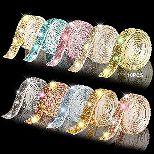 10 Yards Kristall Strass Diamant Selbstklebendes Band, Diamant Bling Band Rolle Strassband DIY Dekoration Aufkleber, DIY Strasssteine Paillettenstreifen für Hochzeit Party Schuhe Kleidung (Stil D) von Giyiprpi