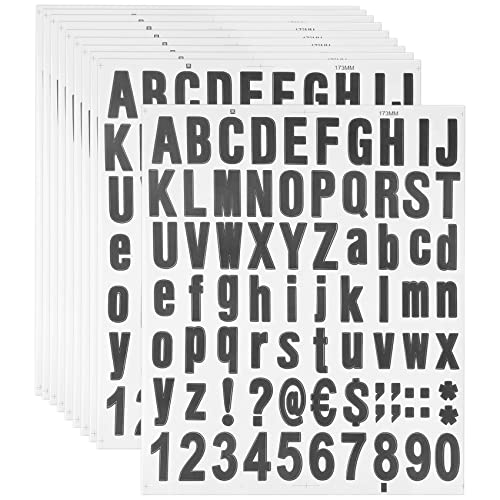 Giyofom 770 StüCk 10 Blatt Selbstklebendes Vinyl Buchstaben Zahlen Kit, Alphabet Nummern Aufkleber für Brief Kasten (Schwarz, 1) von Giyofom