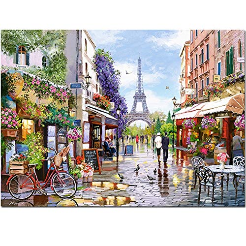 5D Diamond Painting Full Set, Europa Straße DIY Diamant Painting Bilder, Diamant Malen Kits, Groß 5D Diamant Malerei Kreuzstich Diamond Dekoration für Wand Dekorationen, Square Drill 40x50cm von Giyuco