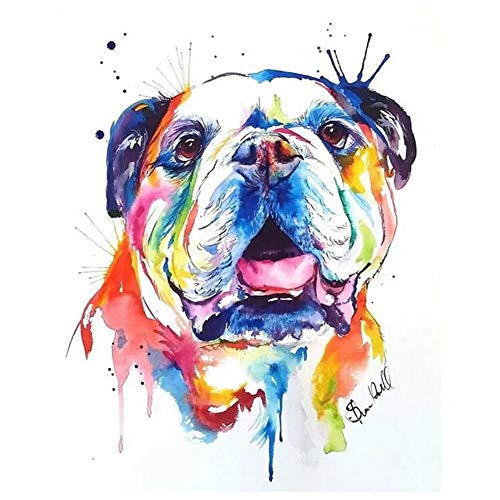 5D Diamond Painting Full Set, Französische Bulldoggen DIY Diamant Painting Bilder, Diamant Malen Kits, Groß 5D Diamant Malerei Kreuzstich Diamond Dekoration für Wand Dekorationen, Round Drill 30x40cm von Giyuco