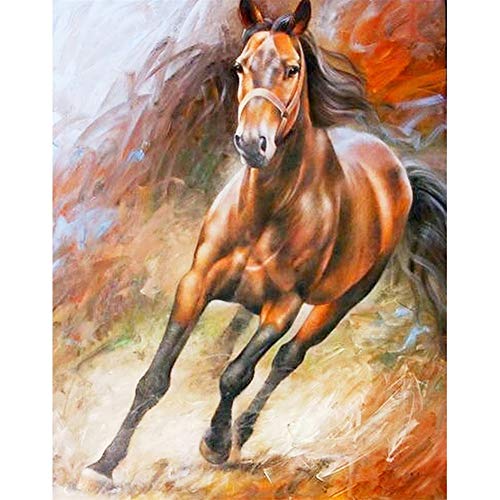 5D Diamond Painting Full Set, Laufendes Pferd DIY Diamant Painting Bilder, Diamant Malen Kits, Groß 5D Diamant Malerei Kreuzstich Diamond Dekoration für Wand Dekorationen, Square Drill 40x50cm von Giyuco