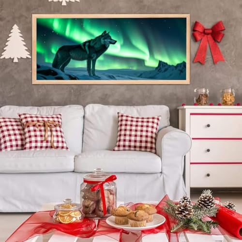 5D Diamond Painting Großes XXL, Diamant Painting Aurora Wolf Diamond Art Erwachsene Full Eckige Steine DIY Diamant Kunst Malerei Stickerei Set Kreuzstich, für Home Wand Dekor 100x200 cm L-210 von Giyuco