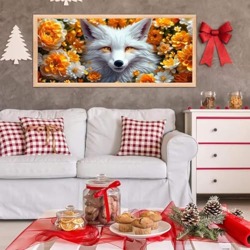 5D Diamond Painting Großes XXL, Diamant Painting Blumenfuchs Diamond Art Erwachsene Full Eckige Steine DIY Diamant Kunst Malerei Stickerei Set Kreuzstich, für Home Wand Dekor 100x200 cm L-185 von Giyuco