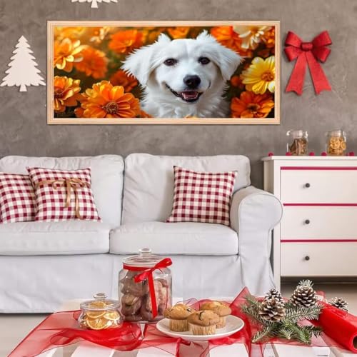 5D Diamond Painting Großes XXL, Diamant Painting Blumenhund Diamond Art Erwachsene Full Eckige Steine DIY Diamant Kunst Malerei Stickerei Set Kreuzstich, für Home Wand Dekor 100x200 cm L-184 von Giyuco