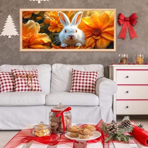 5D Diamond Painting Großes XXL, Diamant Painting Blumenkaninchen Diamond Art Erwachsene Full Eckige Steine DIY Diamant Kunst Malerei Stickerei Set Kreuzstich, für Home Wand Dekor 100x200 cm L-188 von Giyuco