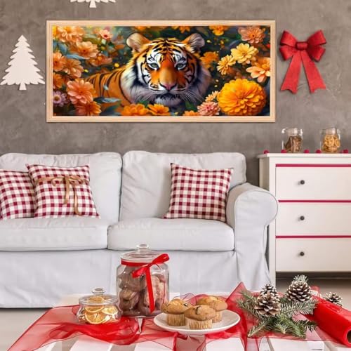 5D Diamond Painting Großes XXL, Diamant Painting Blumentiger Diamond Art Erwachsene Full Eckige Steine DIY Diamant Kunst Malerei Stickerei Set Kreuzstich, für Home Wand Dekor 100x200 cm L-186 von Giyuco