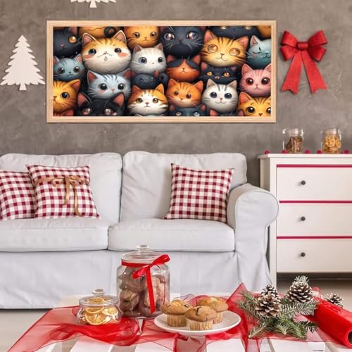 5D Diamond Painting Großes XXL, Diamant Painting Cartoon Cat Diamond Art Erwachsene Full Eckige Steine DIY Diamant Kunst Malerei Stickerei Set Kreuzstich, für Home Wand Dekor 100x200 cm L-230 von Giyuco