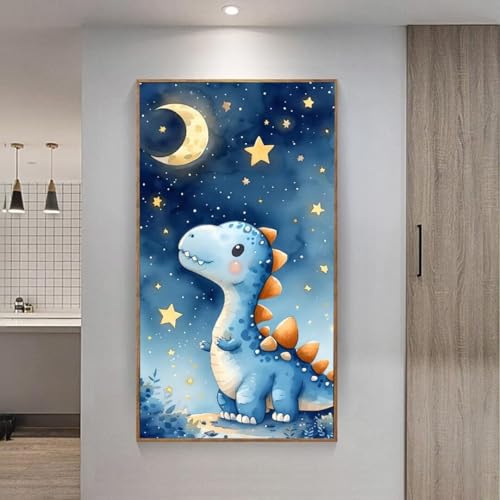 5D Diamond Painting Großes XXL, Diamant Painting Cartoon Dinosaurier Diamond Art Erwachsene Full Eckige Steine DIY Diamant Kunst Malerei Stickerei Set Kreuzstich, für Home Wand Dekor 20x40 cm L-228 von Giyuco