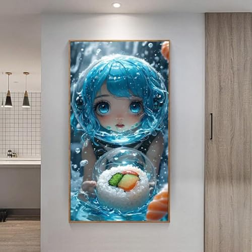 5D Diamond Painting Großes XXL, Diamant Painting Cartoon Girl Diamond Art Erwachsene Full Eckige Steine DIY Diamant Kunst Malerei Stickerei Set Kreuzstich, für Home Wand Dekor 20x40 cm L-231 von Giyuco