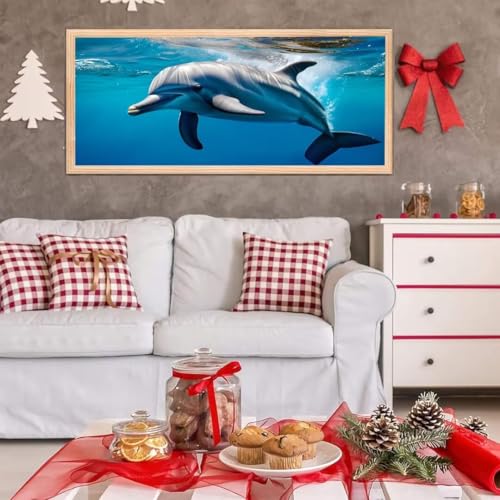 5D Diamond Painting Großes XXL, Diamant Painting Delphin Diamond Art Erwachsene Full Eckige Steine DIY Diamant Kunst Malerei Stickerei Set Kreuzstich, für Home Wand Dekor 20x40 cm L-109 von Giyuco