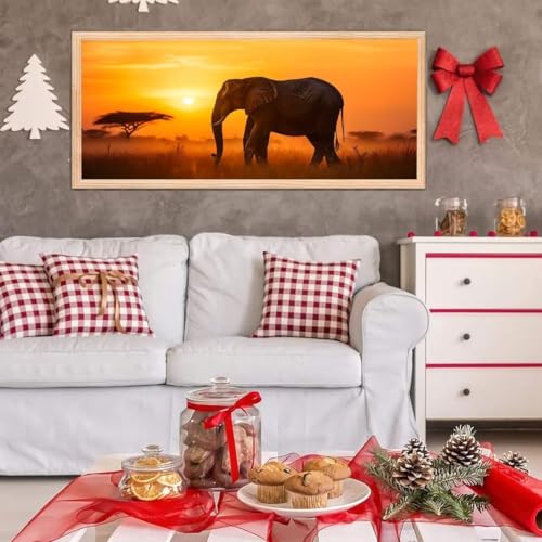 5D Diamond Painting Großes XXL, Diamant Painting Elefant Diamond Art Erwachsene Full Eckige Steine DIY Diamant Kunst Malerei Stickerei Set Kreuzstich, für Home Wand Dekor 100x200 cm L-66 von Giyuco