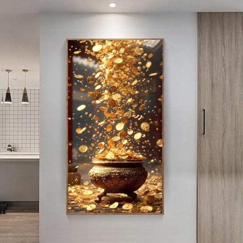 5D Diamond Painting Großes XXL, Diamant Painting Goldmünzen Diamond Art Erwachsene Full Eckige Steine DIY Diamant Kunst Malerei Stickerei Set Kreuzstich, für Home Wand Dekor 100x200 cm L-216 von Giyuco