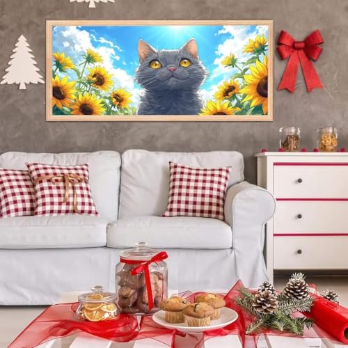 5D Diamond Painting Großes XXL, Diamant Painting Huatian Katze Diamond Art Erwachsene Full Eckige Steine DIY Diamant Kunst Malerei Stickerei Set Kreuzstich, für Home Wand Dekor 100x200 cm L-197 von Giyuco