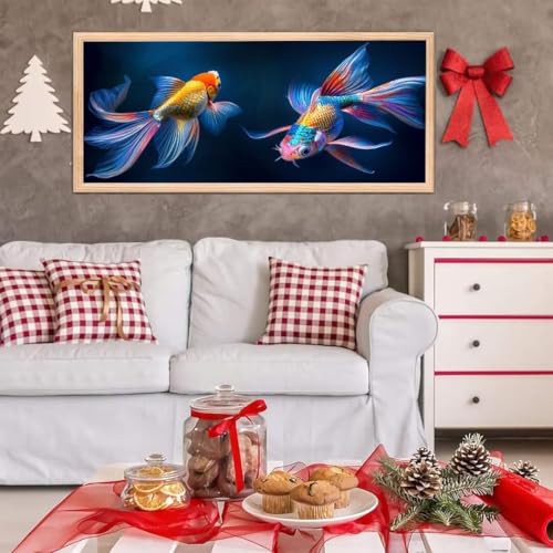 5D Diamond Painting Großes XXL, Diamant Painting Koi-Fische Diamond Art Erwachsene Full Eckige Steine DIY Diamant Kunst Malerei Stickerei Set Kreuzstich, für Home Wand Dekor 100x200 cm L-219 von Giyuco