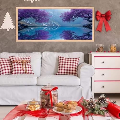 5D Diamond Painting Großes XXL, Diamant Painting Lake Tree Diamond Art Erwachsene Full Eckige Steine DIY Diamant Kunst Malerei Stickerei Set Kreuzstich, für Home Wand Dekor 100x200 cm L-127 von Giyuco