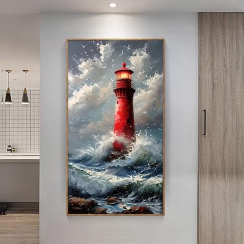 5D Diamond Painting Großes XXL, Diamant Painting Leuchtturm Diamond Art Erwachsene Full Eckige Steine DIY Diamant Kunst Malerei Stickerei Set Kreuzstich, für Home Wand Dekor 100x200 cm L-68 von Giyuco