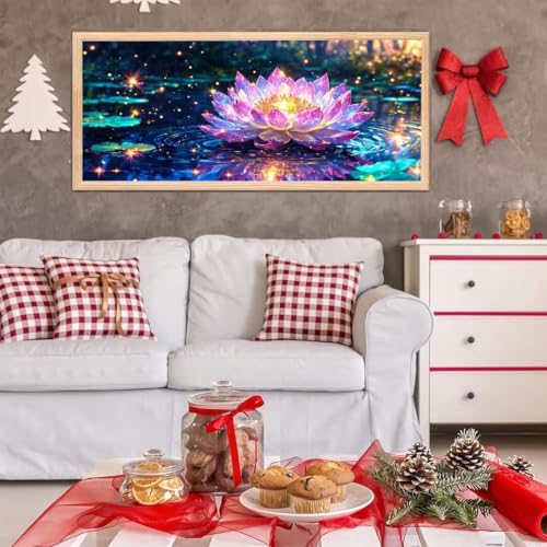 5D Diamond Painting Großes XXL, Diamant Painting Lotusblume Diamond Art Erwachsene Full Eckige Steine DIY Diamant Kunst Malerei Stickerei Set Kreuzstich, für Home Wand Dekor 100x200 cm L-259 von Giyuco