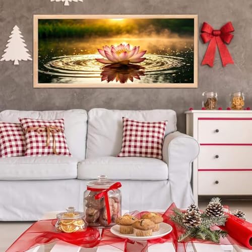 5D Diamond Painting Großes XXL, Diamant Painting Lotusblume Diamond Art Erwachsene Full Eckige Steine DIY Diamant Kunst Malerei Stickerei Set Kreuzstich, für Home Wand Dekor 20x40 cm L-258 von Giyuco