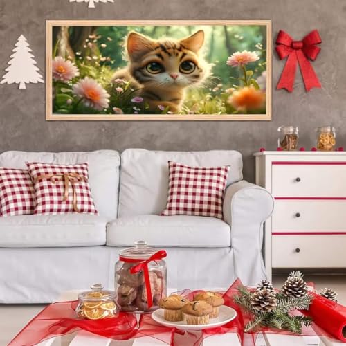 5D Diamond Painting Großes XXL, Diamant Painting Niedliche Katze Diamond Art Erwachsene Full Eckige Steine DIY Diamant Kunst Malerei Stickerei Set Kreuzstich, für Home Wand Dekor 100x200 cm L-245 von Giyuco