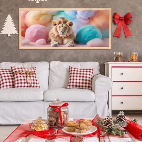 5D Diamond Painting Großes XXL, Diamant Painting Niedlicher Löwe Diamond Art Erwachsene Full Eckige Steine DIY Diamant Kunst Malerei Stickerei Set Kreuzstich, für Home Wand Dekor 80x160 cm L-238 von Giyuco