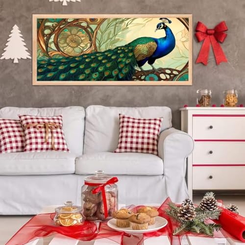 5D Diamond Painting Großes XXL, Diamant Painting Pfau Diamond Art Erwachsene Full Eckige Steine DIY Diamant Kunst Malerei Stickerei Set Kreuzstich, für Home Wand Dekor 100x200 cm L-250 von Giyuco