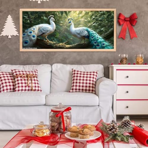 5D Diamond Painting Großes XXL, Diamant Painting Pfau Diamond Art Erwachsene Full Eckige Steine DIY Diamant Kunst Malerei Stickerei Set Kreuzstich, für Home Wand Dekor 20x40 cm L-249 von Giyuco