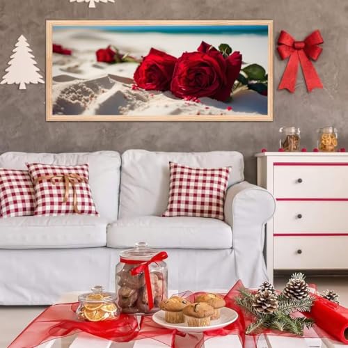 5D Diamond Painting Großes XXL, Diamant Painting Rose Beach Diamond Art Erwachsene Full Eckige Steine DIY Diamant Kunst Malerei Stickerei Set Kreuzstich, für Home Wand Dekor 20x40 cm L-287 von Giyuco