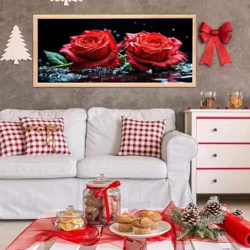 5D Diamond Painting Großes XXL, Diamant Painting Rose Diamond Art Erwachsene Full Eckige Steine DIY Diamant Kunst Malerei Stickerei Set Kreuzstich, für Home Wand Dekor 20x40 cm L-284 von Giyuco