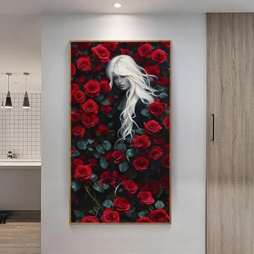 5D Diamond Painting Großes XXL, Diamant Painting Rose Frau Diamond Art Erwachsene Full Eckige Steine DIY Diamant Kunst Malerei Stickerei Set Kreuzstich, für Home Wand Dekor 100x200 cm L-286 von Giyuco