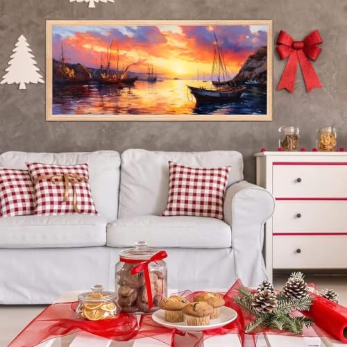 5D Diamond Painting Großes XXL, Diamant Painting Schiff Diamond Art Erwachsene Full Eckige Steine DIY Diamant Kunst Malerei Stickerei Set Kreuzstich, für Home Wand Dekor 100x200 cm L-62 von Giyuco