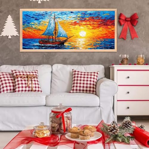 5D Diamond Painting Großes XXL, Diamant Painting Schiff Diamond Art Erwachsene Full Eckige Steine DIY Diamant Kunst Malerei Stickerei Set Kreuzstich, für Home Wand Dekor 100x200 cm L-63 von Giyuco