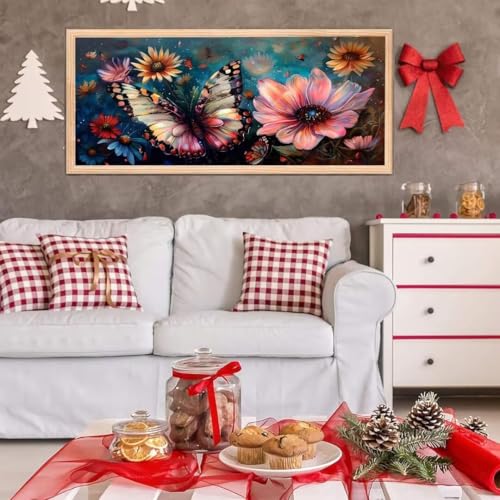 5D Diamond Painting Großes XXL, Diamant Painting Schmetterling Diamond Art Erwachsene Full Eckige Steine DIY Diamant Kunst Malerei Stickerei Set Kreuzstich, für Home Wand Dekor 100x200 cm L-129 von Giyuco