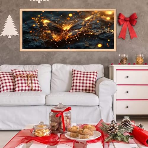 5D Diamond Painting Großes XXL, Diamant Painting Schmetterling Gold Diamond Art Erwachsene Full Eckige Steine DIY Diamant Kunst Malerei Stickerei Set Kreuzstich, für Home Wand Dekor 100x200 cm L-134 von Giyuco