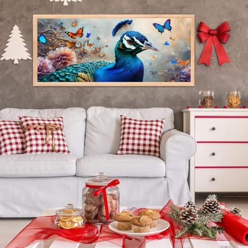 5D Diamond Painting Großes XXL, Diamant Painting Schmetterling Pfau Diamond Art Erwachsene Full Eckige Steine DIY Diamant Kunst Malerei Stickerei Set Kreuzstich, für Home Wand Dekor 100x200 cm L-135 von Giyuco