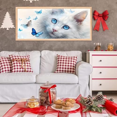 5D Diamond Painting Großes XXL, Diamant Painting Schmetterlingskatze Diamond Art Erwachsene Full Eckige Steine DIY Diamant Kunst Malerei Stickerei Set Kreuzstich, für Home Wand Dekor 100x200 cm L-136 von Giyuco