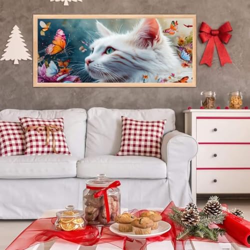 5D Diamond Painting Großes XXL, Diamant Painting Schmetterlingskatze Diamond Art Erwachsene Full Eckige Steine DIY Diamant Kunst Malerei Stickerei Set Kreuzstich, für Home Wand Dekor 100x200 cm L-137 von Giyuco