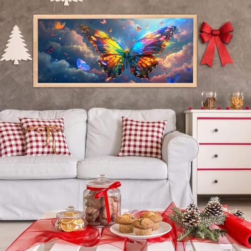 5D Diamond Painting Großes XXL, Diamant Painting Sky Butterfly Diamond Art Erwachsene Full Eckige Steine DIY Diamant Kunst Malerei Stickerei Set Kreuzstich, für Home Wand Dekor 50x100 cm L-411 von Giyuco