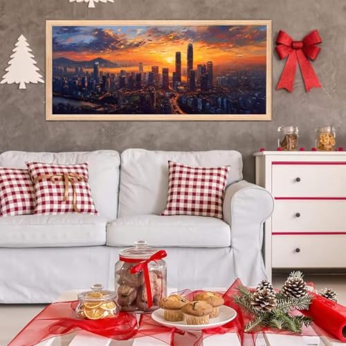 5D Diamond Painting Großes XXL, Diamant Painting Stadt Diamond Art Erwachsene Full Eckige Steine DIY Diamant Kunst Malerei Stickerei Set Kreuzstich, für Home Wand Dekor 30x60 cm L-50 von Giyuco