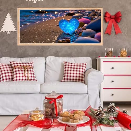 5D Diamond Painting Großes XXL, Diamant Painting Strandherz Diamond Art Erwachsene Full Eckige Steine DIY Diamant Kunst Malerei Stickerei Set Kreuzstich, für Home Wand Dekor 100x200 cm L-106 von Giyuco