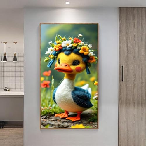 5D Diamond Painting Großes XXL, Diamant Painting Süße Ente Diamond Art Erwachsene Full Eckige Steine DIY Diamant Kunst Malerei Stickerei Set Kreuzstich, für Home Wand Dekor 20x40 cm L-241 von Giyuco