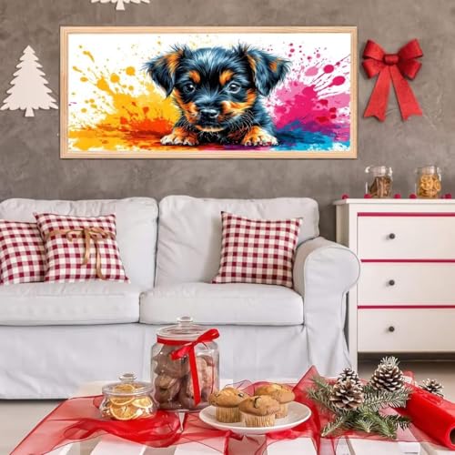 5D Diamond Painting Großes XXL, Diamant Painting Süßer Hund Diamond Art Erwachsene Full Eckige Steine DIY Diamant Kunst Malerei Stickerei Set Kreuzstich, für Home Wand Dekor 100x200 cm L-234 von Giyuco