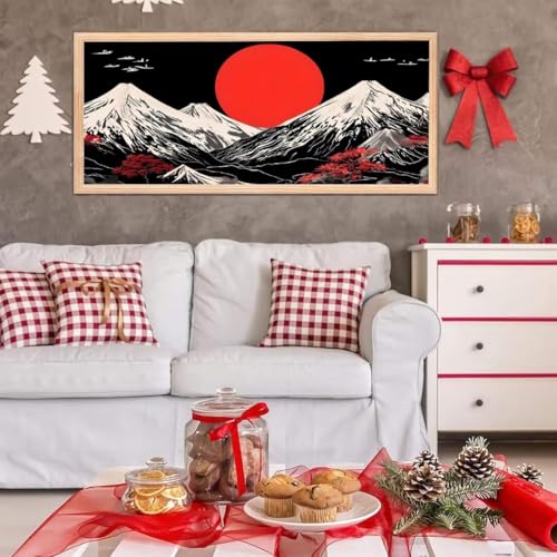 5D Diamond Painting Großes XXL, Diamant Painting Sun Mountain Diamond Art Erwachsene Full Eckige Steine DIY Diamant Kunst Malerei Stickerei Set Kreuzstich, für Home Wand Dekor 50x100 cm L-406 von Giyuco