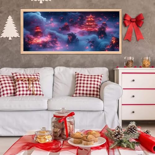 5D Diamond Painting Großes XXL, Diamant Painting Traumhafte Architektur Diamond Art Erwachsene Full Eckige Steine DIY Diamant Kunst Malerei Stickerei Set Kreuzstich, für Home Wand Dekor 80x160 cm L299 von Giyuco