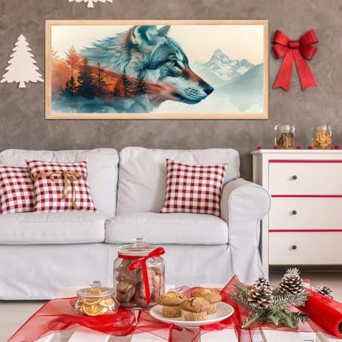 5D Diamond Painting Großes XXL, Diamant Painting Wolf Diamond Art Erwachsene Full Eckige Steine DIY Diamant Kunst Malerei Stickerei Set Kreuzstich, für Home Wand Dekor 100x200 cm L-254 von Giyuco