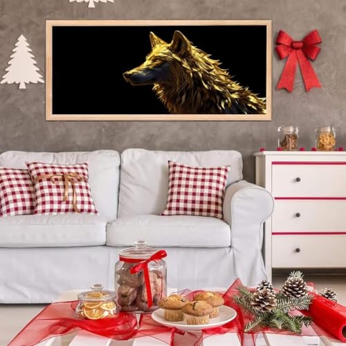 5D Diamond Painting Großes XXL, Diamant Painting Wolf Diamond Art Erwachsene Full Eckige Steine DIY Diamant Kunst Malerei Stickerei Set Kreuzstich, für Home Wand Dekor 100x200 cm L-255 von Giyuco