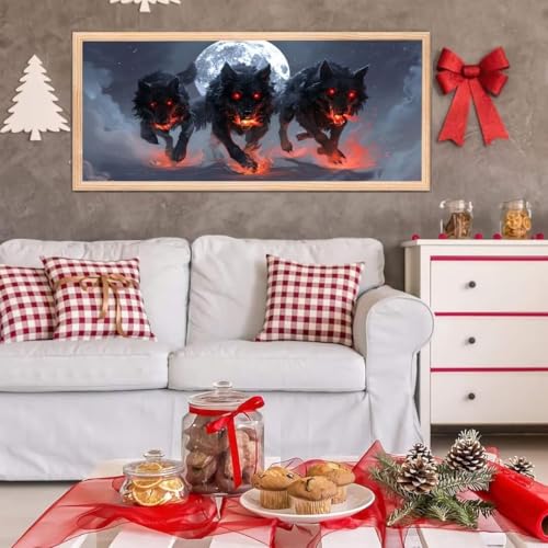 5D Diamond Painting Großes XXL, Diamant Painting Wolf Diamond Art Erwachsene Full Eckige Steine DIY Diamant Kunst Malerei Stickerei Set Kreuzstich, für Home Wand Dekor 20x40 cm L-256 von Giyuco