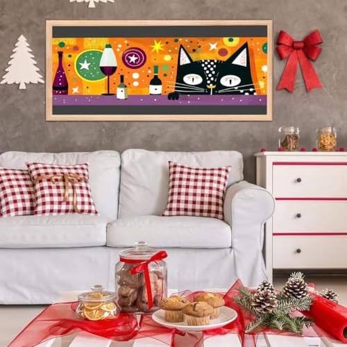 5D Diamond Painting Großes XXL, Diamant Painting schwarze Katze Diamond Art Erwachsene Full Eckige Steine DIY Diamant Kunst Malerei Stickerei Set Kreuzstich, für Home Wand Dekor 100x200 cm L-115 von Giyuco