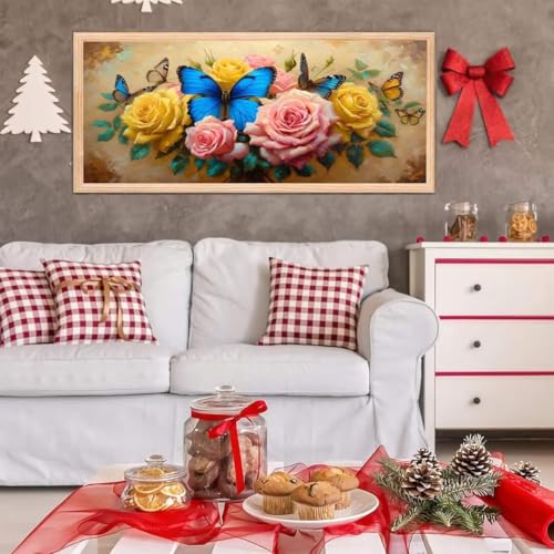 5D Diamond Painting Set, Diamant Painting Bilder Kit für Kinder Erwachsene, Blumenstrauß DIY Crystal Strass Stickerei Painting Diamant Malerei Kit, Home Büro Wall Dekoration, Geschenk 90x180 cm L-193 von Giyuco