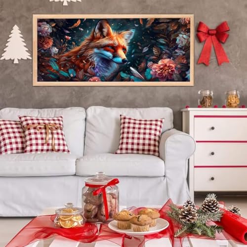 5D Diamond Painting Set, Diamant Painting Bilder Kit für Kinder Erwachsene, Fuchs DIY Crystal Strass Stickerei Painting Diamant Malerei Kit, Home Büro Wall Dekoration, für Frau Geschenk 25x50 cm L-120 von Giyuco